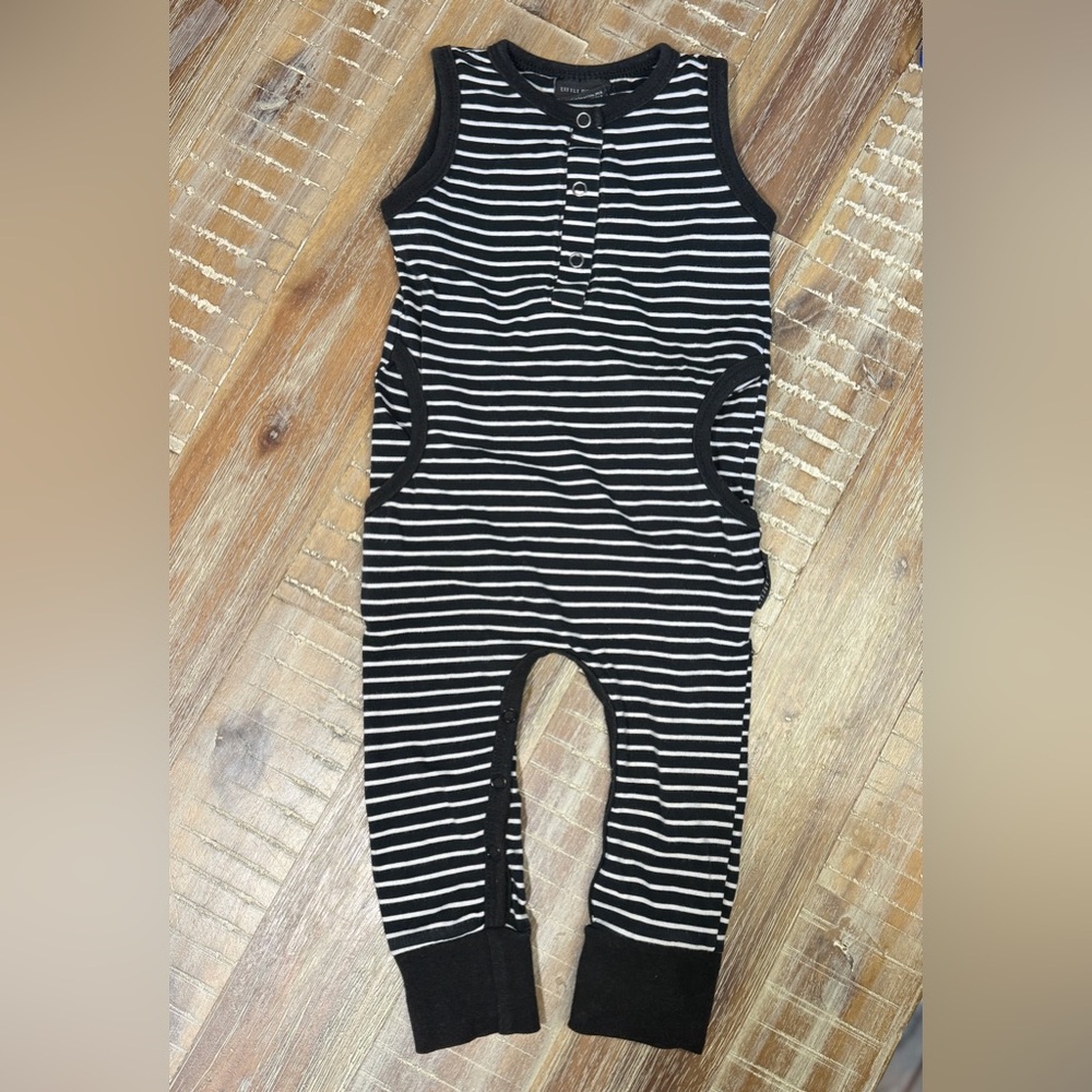 Little Bipsy Striped Black and White Sleeveless Tank Romper